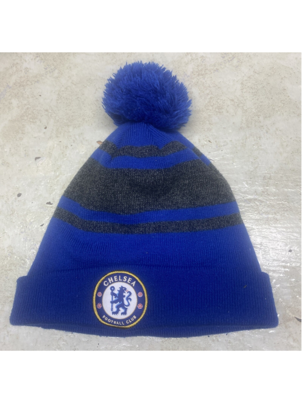 Chelsea FC Football Club Soccer Knit Hat W/ POM One Size Blue/Gray